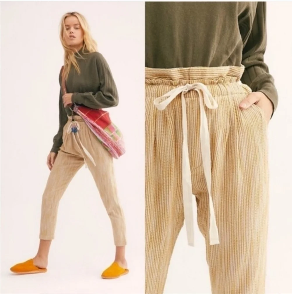 Free People Light at Sunrise Women's Cotton Striped Pants Size 8